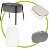 Akčný set Stokke Snoozi Graphite Grey + prestieradlo na matrac duo pack + ochrana matrace + Snoozi cestovná taška