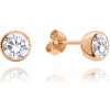 MINET Rose gold strieborné náušnice GULIČKY s bielymi zirkónmi