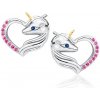 Olivie Strieborné náušnice JEDNOROŽEC V SRDCI 5156 Ag 925; ≤2 g.