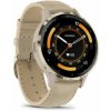 Garmin Venu 3S Smart Watch 41mm, GPS, Stainless Steel Bezel with Leather Band French Gray/ Softgold EU