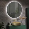 ESMIRA M-ROUND-80-01-3000K-Smoky Nástenné dymové zrkadlo s LED podsvietením 28W, 3000K, priemer 80cm