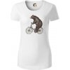 Medveď na bicykli - Dámske tričko z organickej bavlny Origin (GOTS) - 2XL ( Biela )