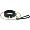 Liebe Seele Mossy Chic Leather Collar With Leash, obojok s vodítkom