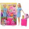 Bábika cestovateľka Barbie na cestách s kufrom, ruksakom a psíkom FWV25