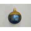 ONREX Vianočná ozdoba sklenená guľa modrá bodky pr. 7 cm