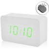 E-CLOCK VST-638 Budík drevený s reakciou na tlesknutie, biela