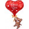 Party Fóliový balón Medvedík so srdcom a nápisom I Love You 42 x 69 cm