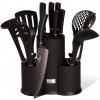 Royal Black Collection Sada nožov a kuchynského náčinia v stojane 12 ks