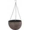Kvetináč Strend Pro Modern, visiaci, závesný, zlatý, 26x16 cm, s retiazkou a vešiakom
