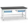 Pracovný stôl do dielne BL s 2 závesnými boxami na náradie, MDF + PVC doska, 2 zásuvky, 2100 x 750 x 800 mm