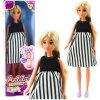 Lean Toys Bábika Anlily Tehotná čiernobiele pruhované šaty dojča