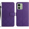 Peňaženkové kožené puzdro Rhombic Grid na Motorola Edge 40 - Fialová
