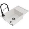 Mexen Elias, 1-komorový granitový drez 795x480x200 mm a drezová batéria Aster, biela, 6511-20-73450-70-B