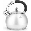 Kinghoff Nerezová kanvica s píšťalkou 3 l – strieborná, na indukciu aj plyn, ergonomická rukoväť na pohodlné varenie vody pre celú rodinu