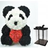 Medvedík panda z ruží v darčekovom balení - 40 cm (Rosebear - panda medvedík so srdcom 40 cm v darčekovom balení)