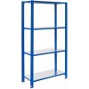 Majster Regál Bezskrutkový kovový regál 200x100x40cm T profil, 4 police, Modrá/Zinok