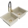 MEXEN/S MEXEN/S - Mario granitový drez 2-bowl vrátane batérie Aster, bážová 6504-69-73450-57-G