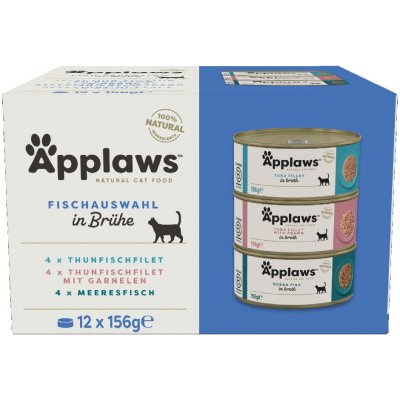 Výhodné balenie Applaws krmivo pre mačky vo vývare 24 x 156 g - balenie na skúšku ryby vo vývare