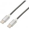 Kábel GoGEN USB-C / USB-C, 1m, opletený, skúmavka (USBCC100MM24T) strieborný