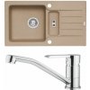Alveus SET A549 Beige 55 / Chróm SETA549 - Drez Granitový Niagara 70 - 780x435mm, vanička 348x350x160mm, 100x225x70mm, Beige 55 + bateria Ruta,