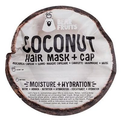 Bear Fruits Coconut Hair Mask + Cap hydratační maska na vlasy 20 ml pro ženy