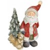 MagicHome Dekorácia Santa s veveričkou a stromčekom LED terakota 35,50x20x46 cm