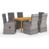 vidaXL 7-dielna záhradná jedálenská súprava sivá