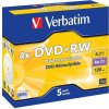 Verbatim DVD+RW, Matt Silver, 43229, 4.7GB, 4x, jewel box, 5-pack, bez možnosti potlače, 12cm, pre archiváciu dát