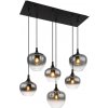 Globo lighting GLOBO – lighting, 15548-6H, svietidlo kov čierny matný, dymové sklo, kábel textil čierny, DxŠxV: 860x420x1200mm, priemer skla: 3x18 a 3x24 cm, bez žiaroviek 6x E27 40W 230V