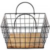 Kovová dekorácia košíka v čiernom farebnom prevedení s drevenou doskou a dvomi rúčkami 30 x 30 x 16 cm Clayre & Eef 44000