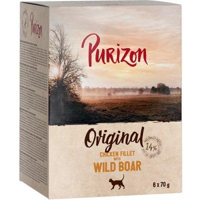 Purizon Adult 12 x 70 g - bez obilnín - kuracie filety s diviakom
