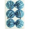Vianočné ozdoby plastové gule Ø6 cm 6 ks modré vrúbkované