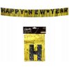 Godan Girlanda papierová Happy New Year zlaté pozadie 180 x 22 cm