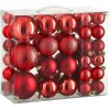 LAALU Súprava 46 ks ozdôb: Ozdoby guľaté červené mix 4, 6, 8 cm