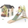 Set šmykľavka s dvojitou vlnou a domček pre záhradníka Toboggan XL Life Smoby dĺžka šmyku 230 cm s vodotryskom a elektronický zvonček