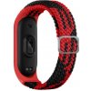 eses Tkaný elastický remienok pre Xiaomi Mi Band 3, 4, 5 a 6 - Čierno červený