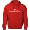 Jesus Saved My Life kríž ekg - Oversized mikina pánska Moon - kratšia + širšia - XL ( Červená )