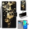 Peňaženkové kožené puzdro na Motorola Moto G8 Power - Golden Butterfly Group