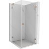 Mexen Lunar-B L výklopný sprchový kút pravý 90 x 90 cm, číre sklo, medená matná, 832L-090-090-65-00-P
