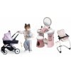 Set kozmetický stolík s kočíkom a jedálenskou stoličkou My Beauty Dressing Table Smoby so stoličkou a skrášľujúcimi doplnkami