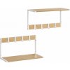 Nástenné plávajúce poličky 2 ks, s háčikmi, 50 x 24,2 x 26,5 cm, dub a biela