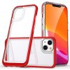 Priehľadný 3v1 gélový kryt pre iPhone 13 mini s rámikom červený