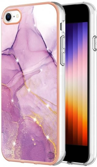 AppleKing mramorové ochranné proti poškrabaniu iPhone 7 / 8 / SE 2020/2022 - purpurové