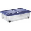 Tontarelli STOCKBOX s víkem, kolečka, 28 l, transparentní/světle modrá