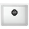 Sink Quality Crypton 55, kuchynský granitový drez 460x375x205 mm + čierny sifón, biela, SKQ-CRY.W.1KBO.55.XB