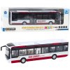 Kovový mestský autobus so svetlami a zvukmi 1:42, červený