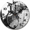 Sklenené hodiny okrúhle Mestské bicykle fi 30 cm