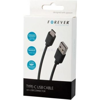 Kábel FOREVER USB/USB-C 1m Black