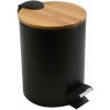 Spirella pedálový odpadkový kôš Adonis, matný čierny, oceľ, bambusové veko, 3 l