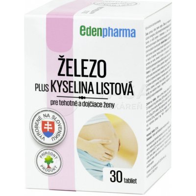 EDENPharma Železo Plus Kyselina listová pre tehotné a dojčiace ženy 30 tabliet
